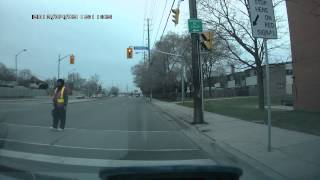 Pedestrian crosswalk in Toronto, Dashcam F500LHD, car blackbox camera