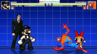 Spider-Man And Blossom The Powerpuff Girl VS Mario And Agent Smith In A MUGEN Match / Battle / Fight