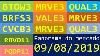 Panorama do mercado 2019 08 09 . QUAL3 . MRVE3 . BTOW3 . VALE3 . CVCB3 . USIM5 . LAME4 . CYRE3