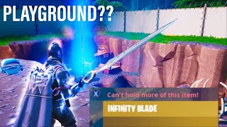 Get MYTHIC INFINITY BLADE on MAIN ISLAND in PLAYGROUND MODE with THIS GLITCH! 8.20 XBOX/PS4/PC