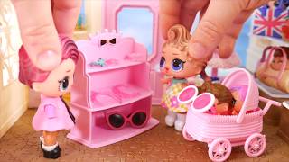 LOL Surprise Dolls + Lil Sisters Treasure Pearl Ride Bus to find Baby Strollers