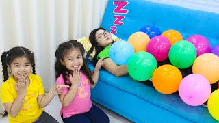 Annie and Suri Pretend Play with Funny Balloons | Fun Kids Playtime