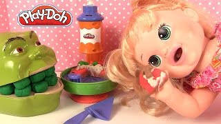 Pâte à Modeler Play Doh Pizza avec Baby Alive Sarah et Shrek