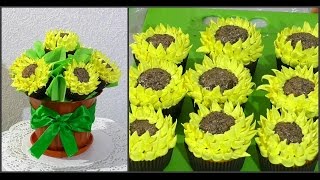 Цветы из крема Украшение капкейков кремом Flowers cream Decorating cupcakes with cream
