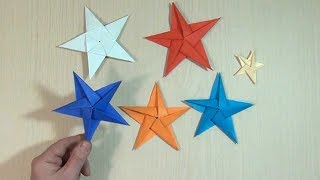 Как сделать пятиконечную звезду из бумаги / Сделать звезду из цветной бумаги