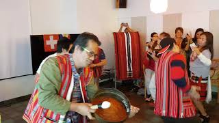 Leandr Yangot leading the pattong during the Indigenous Peoples' celebration in Geneva, Switzerland