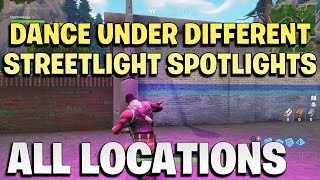 Dance under different streetlight spotlights -  Fortnite season 6 week 1
