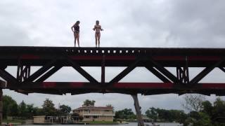Bikini Girls Jumping From Bridge