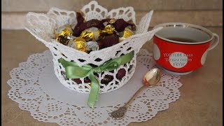 Конфетница крючком.  Вязание крючком вазы Урок 187  Crochet Candy Box