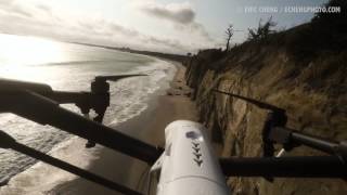 DJI Inspire 1 aggressive flight at beach with rear gimbal