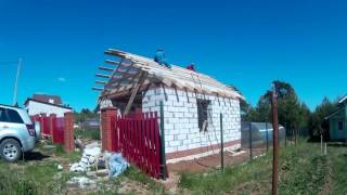 Крыша из профнастила для гаража из газобетона