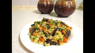 Рис с грибами и овощами в горшочках. Вкусное, простое, постное блюдо