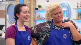 Celebrity MasterChef UK S13 E6. Stefanie Reid, Gemma Collins, Monty Panesar, Zoe Lyons