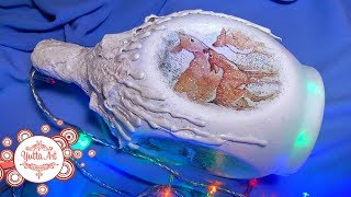 ?Новогодний ночник из бутылки. Мастер-класс от Ютты Арт. Декор из целлюлозных упаковок от яиц❄️