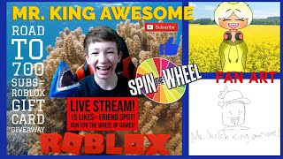 Mr. King Awesome Live Stream! 15 Likes= Friend Spot! Be subscribed to win! 700 Subs= $10 Roblox