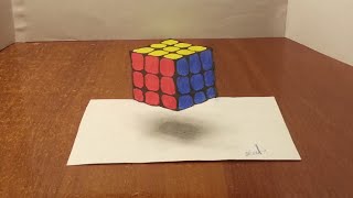Как нарисовать 3D РИСУНОК на бумаге карандашом. КУБИК РУБИКА. How to draw 3D