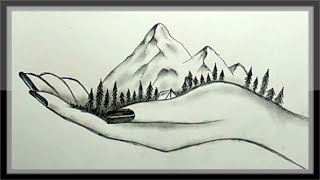 Drawing A Beautiful Mountain In Hand In Pencils Easy