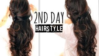 ★ CUTE 2ND DAY HAIR | CROSSOVER BRAIDS HAIRSTYLES TUTORIAL | CURLY HALF-UP FOR SCHOOL PROM WEDDING