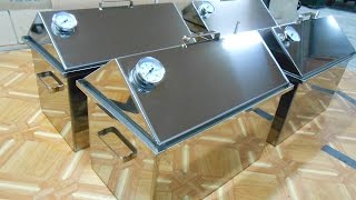 Коптильня с гидрозатвором крышка домиком нержавеющая сталь 500х300х300, 2мм