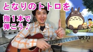 ギター初心者講座！となりのトトロを指１本で弾いてみた【tab有】