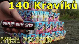 Odpalování 140 pitíček petardou DUM-BUM 30! PŘIJELA POLICIE!