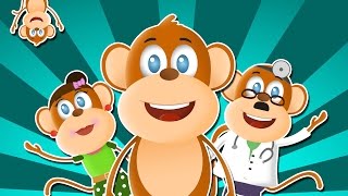 Five Little Monkeys Jumping on The Bed ????? | Nursery Rhyme with Lyrics | 5 Little Monkeys Song