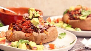 Chili Bean Stuffed Sweet Potatoes