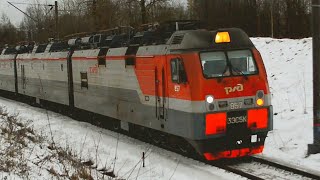 Электровоз (Ермак) 3ЭС5К-857 с грузовым поездом на перегоне Голиковка-Петрозаводск-пасс.