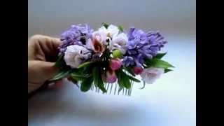 Гребень с сиренью и цветами сакуры. http://www.livemaster.ru/alena82008