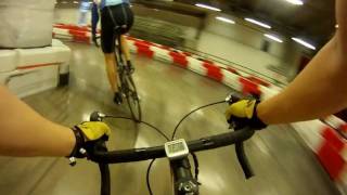 Indoor cycling on a kart racing track [HD]