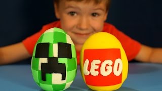 BIG LEGO Surprise Egg made of Play-Doh. Большой Киндер Лего Майнкрафт из пластилина на русском