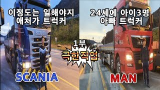 [카고맨]1부 트럭커 극한직업 스카니아 차주님과 만트럭 차주님의 극한의일정을 동행하여 트럭커의삶 이야기를 들어보왔습니다  /트럭커/화물차/청년트럭커/Trucker