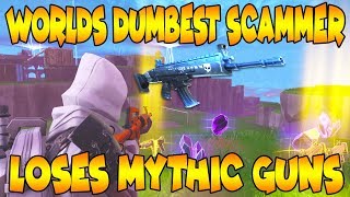 Dumb Scammer Loses MYTHIC GUNS! (Scammer Gets Scammed) Fortnite Save The World
