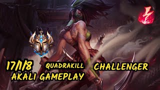 PENTA xKenzuke (AKALI) vs AURELION SOL - QUADRAKILL 17/1/8 KDA MID CHALLENGER GAMEPLAY - EUW