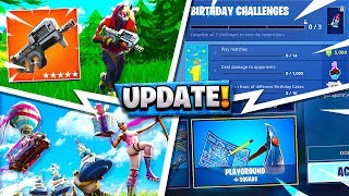 HUGE NEW FORTNITE UPDATE! NEW SMG, FREE SKINS AND PLAYGROUND MODE V2!