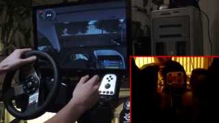 City Car Driving simulator 1.2.5 with Logitech G27 - gameplay, demonstration + cat licking my feet.
