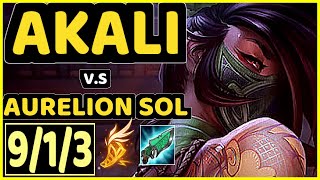 GREVTHAR (AKALI) vs AURELION SOL - 9/1/3 KDA MID CHALLENGER GAMEPLAY - BR