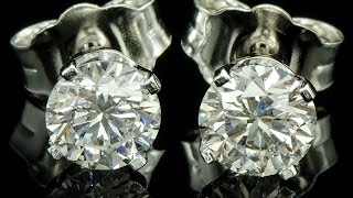 Золотые серьги-пусеты с бриллиантами 0.82 карат