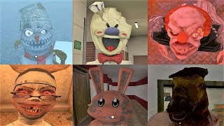Vehicles Endings Battle | Ice Scream Death Park Evil Nun Headhorse Evil Snowmen Sugar Evil Rabbit