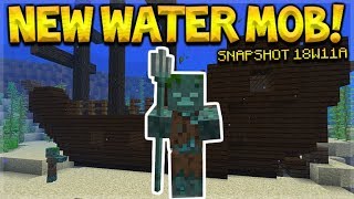 NEW WATER MOB! - Minecraft 1.13 Aquatic Update Shipwrecks & Water Zombie (Snapshot 18W11A)