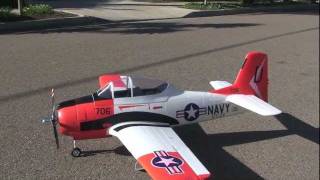 FMS EPO T-28 Trojan 1400mm Pre-Flight Test with Flaps, Lights, Retracts and Gear Doors!