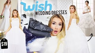 TRYING ON WEDDING DRESSES FROM WISH.COM!!