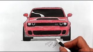 Как нарисовать машину Dodge Challenger SRT Hellcat
