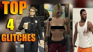 GTA 5 1.33 BEST TOP 4 GLITCHES NUDE GLITCH no bra, Police / trashman outfit (gta 5 best glitches)