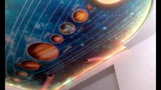 Натяжной потолок с фотопечатью "Галактика" + LED. Лэд кометы.