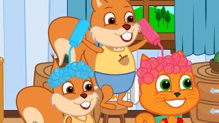 Famille d'Écureuil - Coiffure de Boisson Arc-en-ciel Dessin Animé 2020 en Français