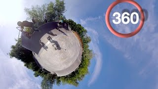Скейт-парк. Видео 360 градусов. На самокатах. 360 degree video