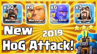 TH12 BoHog Strategy 2019! 30 Hog + 6 Bowler + 4 Giant + 3 Wizard Easy Destroy Th12 Max Bases