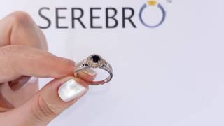 Кольцо серебряное с черным фианитом "Кира" (арт. ПДК77ЦЧ)