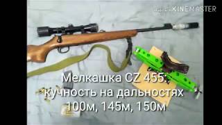 Мелкашка с глушителем CZ 455. Кучность 100, 145,150 метров.